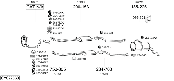 Sistema de gases de escape BOSAL SYS22569