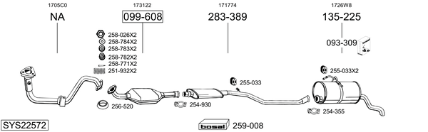 Sistema de gases de escape Peugeot PARTNER Box Body/MPV