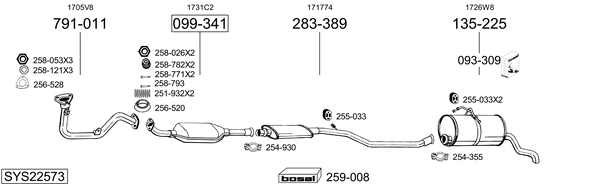 Sistema de gases de escape Peugeot PARTNER Box Body/MPV