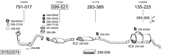 Sistema de gases de escape Peugeot PARTNER Box Body/MPV
