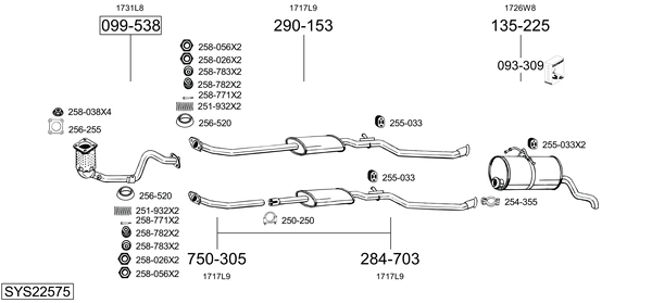 Sistema de gases de escape Peugeot PARTNER Box Body/MPV