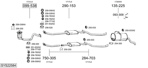 Sistema de gases de escape Peugeot PARTNER Box Body/MPV