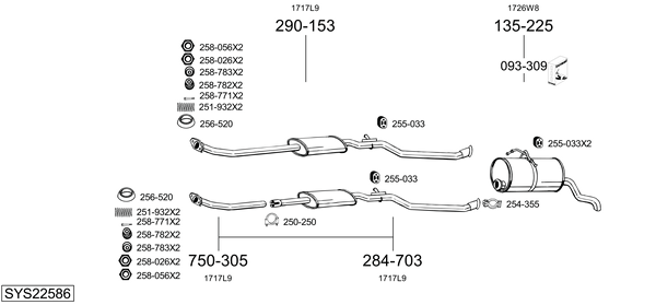 Sistema de gases de escape Peugeot PARTNER Box Body/MPV