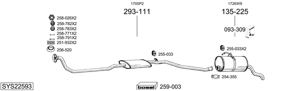 Sistema de gases de escape Peugeot PARTNER Box Body/MPV