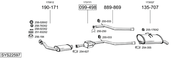 Sistema de gases de escape Peugeot PARTNER Box Body/MPV