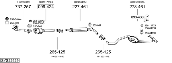 Sistema de gases de escape BOSAL SYS22629