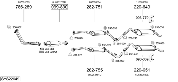 Sistema de gases de escape Skoda FAVORIT