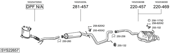 Sistema de gases de escape Skoda OCTAVIA II