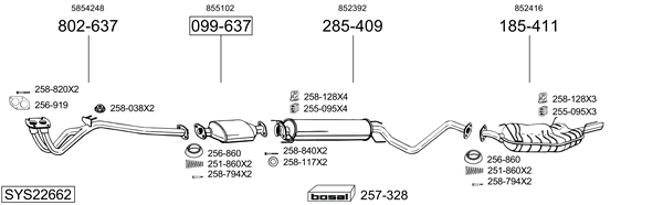 Sistema de gases de escape Opel VECTRA B Hatchback