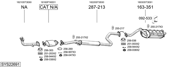 Sistema de gases de escape Honda CIVIC VI Fastback