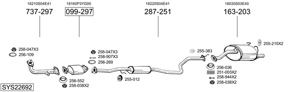 Sistema de gases de escape Honda CIVIC VI Hatchback