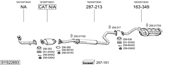 Sistema de gases de escape Honda CIVIC VI Hatchback