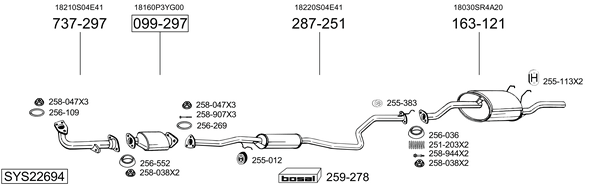 Sistema de gases de escape Honda CIVIC VI Saloon