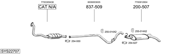 Sistema de gases de escape BOSAL SYS22707
