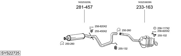 Sistema de gases de escape Vw GOLF VAN VI Variant
