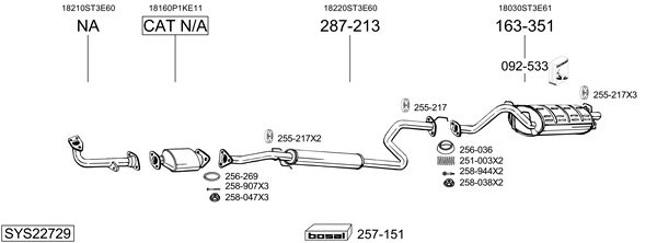 Sistema de gases de escape Honda CIVIC VI Hatchback