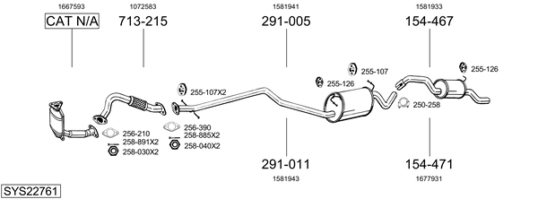 Sistema de gases de escape BOSAL SYS22761