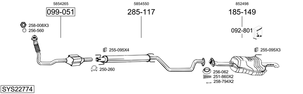 Sistema de gases de escape Opel ZAFIRA A MPV