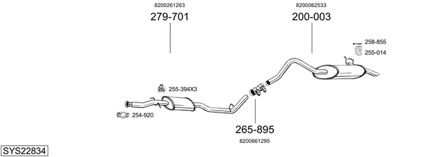 Sistema de gases de escape BOSAL SYS22834