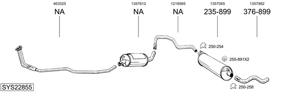 Sistema de gases de escape BOSAL SYS22855