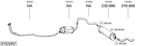 Sistema de gases de escape BOSAL SYS22857