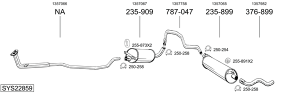 Sistema de gases de escape BOSAL SYS22859