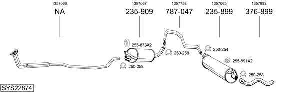 Sistema de gases de escape BOSAL SYS22874