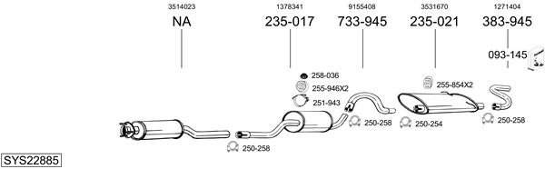 Sistema de gases de escape Volvo 740 Kombi