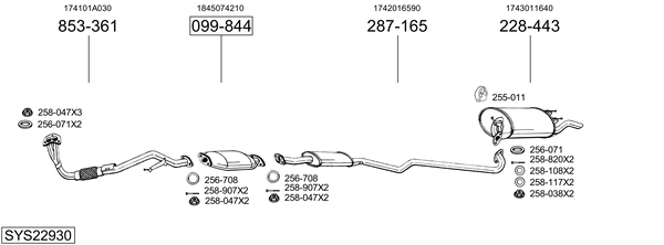 Sistema de gases de escape Toyota COROLLA Compact
