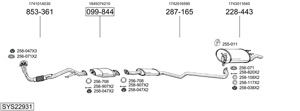 Sistema de gases de escape BOSAL SYS22931