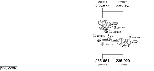 Sistema de gases de escape Volvo V70 III