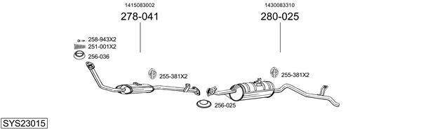 Sistema de gases de escape Suzuki SJ413 Open Off-Road Vehicle