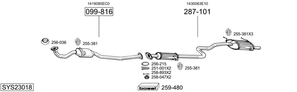 Sistema de gases de escape BOSAL SYS23018