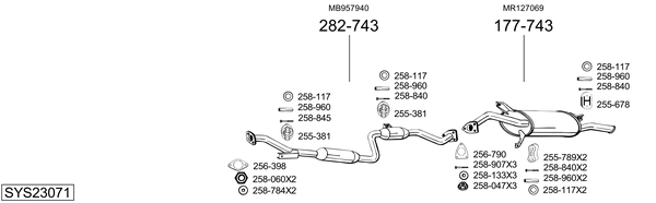 Sistema de gases de escape Mitsubishi CARISMA Saloon