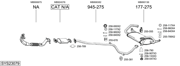 Sistema de gases de escape Mitsubishi COLT IV