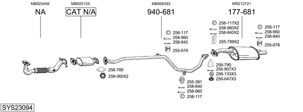 Sistema de gases de escape Mitsubishi LANCER IV Hatchback
