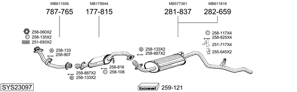 Sistema de gases de escape Mitsubishi PAJERO I