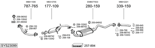 Sistema de gases de escape Mitsubishi PAJERO I