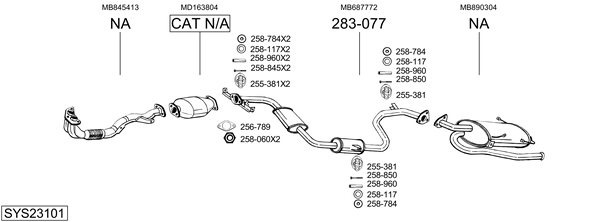 Sistema de gases de escape Mitsubishi SPACE RUNNER MPV