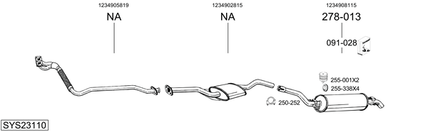 Sistema de gases de escape Mercedes-Benz 123 Saloon