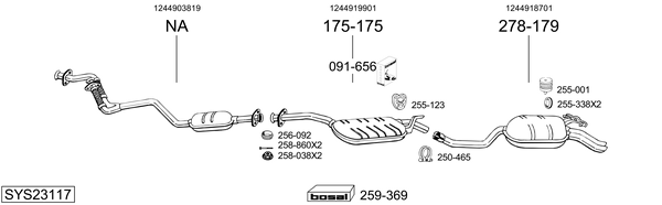 Sistema de gases de escape Mercedes-Benz 124 Saloon