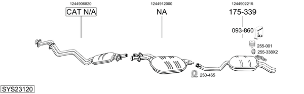 Sistema de gases de escape Mercedes-Benz 124 Convertible