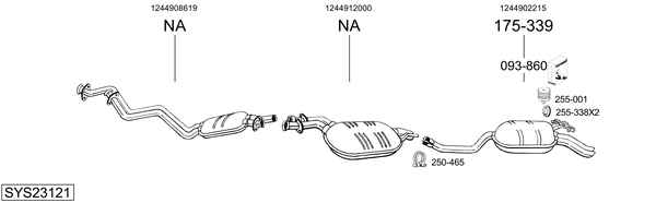 Sistema de gases de escape Mercedes-Benz 124 Convertible