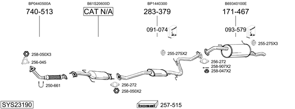 Sistema de gases de escape Mazda 323 S IV