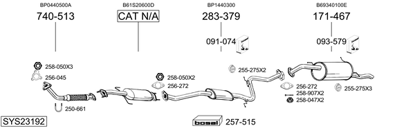 Sistema de gases de escape Mazda 323 S IV