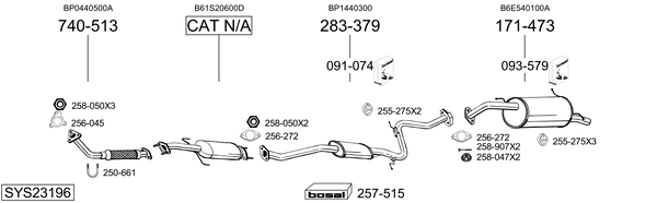 Sistema de gases de escape Mazda 323 C IV