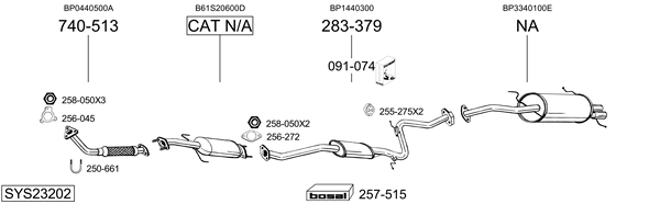 Sistema de gases de escape Mazda 323 C IV