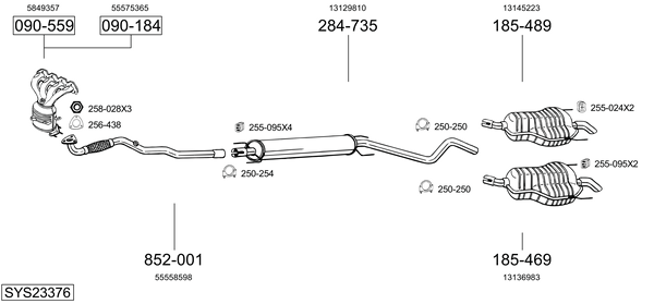 Sistema de gases de escape Vauxhall ASTRA Mk V Sport Hatch