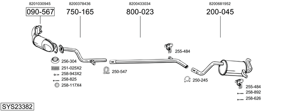 Sistema de gases de escape Renault CLIO III