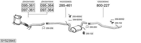 Sistema de gases de escape Skoda OCTAVIA II